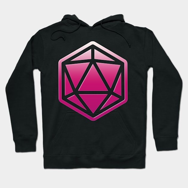 80s Retro D20 Neon Pink Hoodie by SimonBreeze